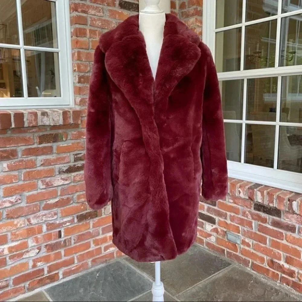 NWT Apparis Fur Long Red Coat XS